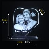 3D Crystal Rectangle Heart Gift | 2D Crystal Rectangle Heart Gift | Crystal Photo Rectangle Heart Gift