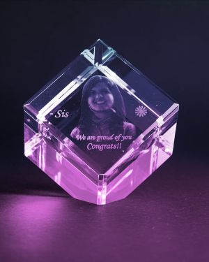 3D Crystal Cube Cut Gift | 2D Crystal Cube Cut Gift | Crystal Photo Cut Cube Gift