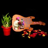 Engraved Wooden Photo Print – Small Rectangle Guitar – UV color Print- 7×16