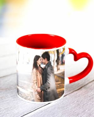 Heart Shaped Handle Color Coffee Cup – Color Photo Print