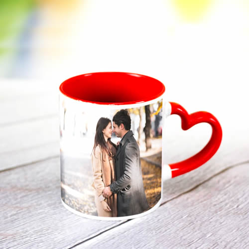 Heart Shaped Handle Color Coffee Cup – Color Photo Print