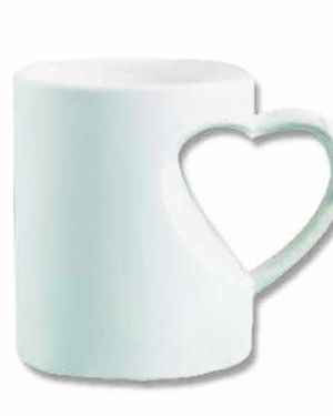 Full Heart Shape Handle Coffee White Cup – Color Photo Print