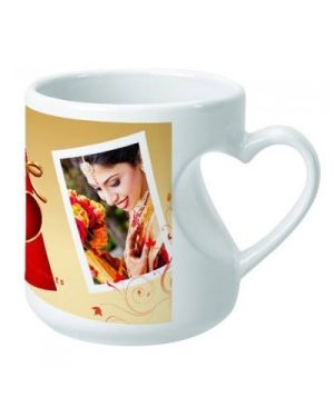 Full Heart Shape Handle Coffee White Cup – Color Photo Print
