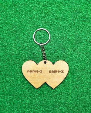 Custom Name Printed Keychain – Double Heart Shape