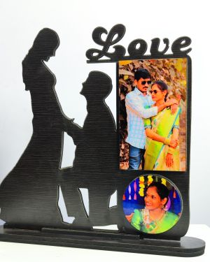 Embracing Love Silhouette Wooden MDF Photo Frame with Elegant Script – 10×8 Inches
