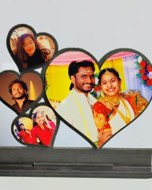 Quintuple Heart Collage Wooden MDF Photo Frame – Celebrating Love’s Journey – 8×10 Inches