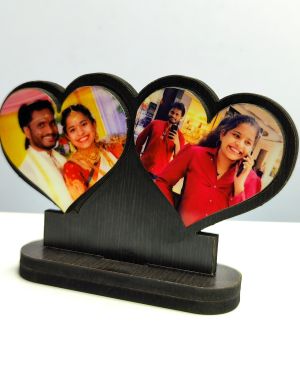 Double Heart Wooden MDF Photo Frame – Dual Moments of Love – 4×5 Inches