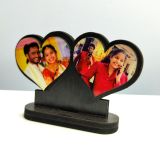 Double Heart Wooden MDF Photo Frame – Dual Moments of Love – 4×5 Inches