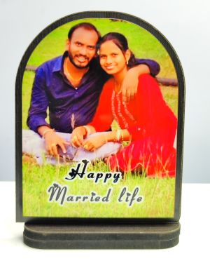 Blissful Union Arch-Top Wooden MDF Photo Frame – Celebrate Love with ‘Best Wishes’ Inscription – 4×4 Inches