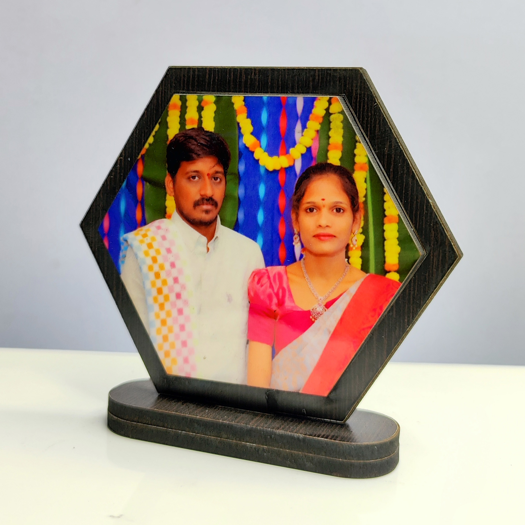 Personalized Diamond Shaped Wooden MDF Photo Print – Perfect for Couples & Singles – 4×4 Inches