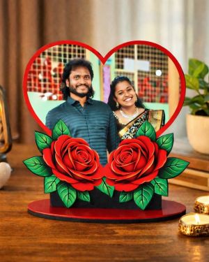 Personalized Heart MDF Photo Frame for Couples