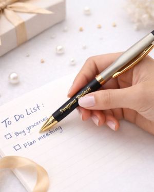 Premium Personalized Black & Gold Pen – Custom Name Engraved Gift