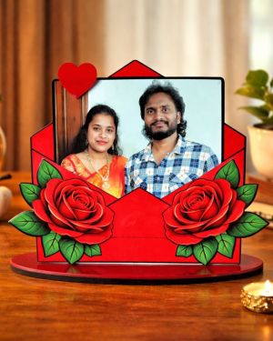 Personalized Envelope Photo Frame for Couples | Valentine Special MDF Table Top Gift