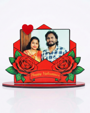 Personalized Envelope Photo Frame for Couples | Valentine Special MDF Table Top Gift