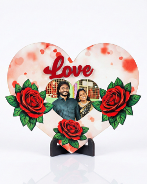 Customized Love Heart Photo Frame with Roses